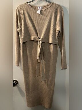 taupe ribbed maternity knit maxi dress Isabel by Ingrid & Isabel | Dresses | Nwot Isabel Maternity Long Sleeve Brown Patterned Pregnancy Bump Xs Pregnancy dresses